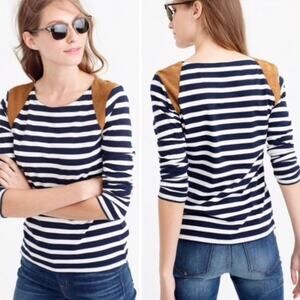 J. Crew Stripe Long Sleeve Leather Shirt XXS NEW